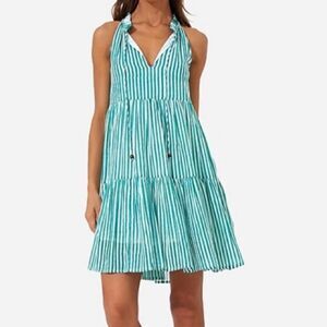 Oliphant Teal and White Striped Dress